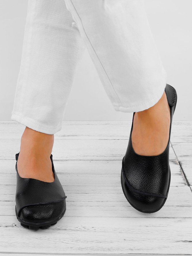 Leather Casual Flat Heel Shoes